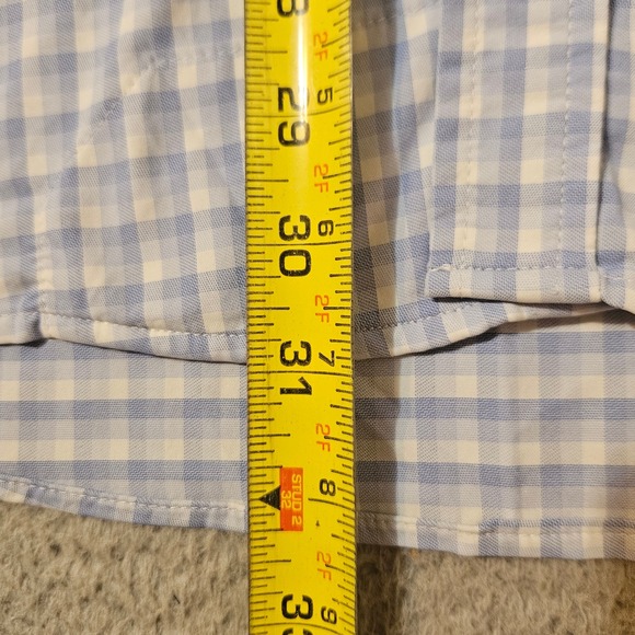 Poncho Western Button Down Fishing Shirt 3XL Blue White Checkered Long Sleeve - Picture 5 of 7